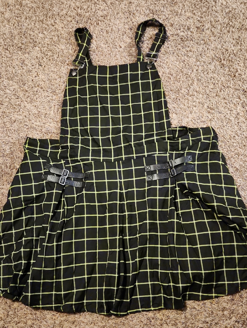 Hot Topic Black Dress with Neon Lime Grid - Picture 1 of 7